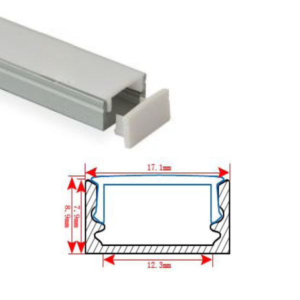 HL-BAPL002-Height 8.9mm Recessed Extruded Aluminum Channel Profile Good heatsink For Width 12mm LED Flexible Strip Lights HL-BAPL002-Height 8.9mm Recessed Extruded Aluminum Channel Profile Good heatsink For Width 12mm LED Flexible Strip Lights